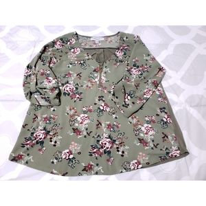 Tempted Hearts 3/4 Sleeve Floral Top